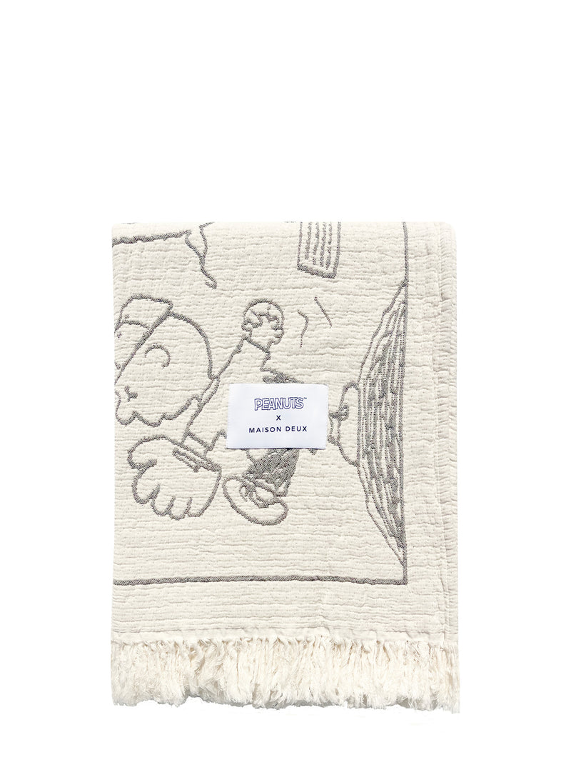 Baseball Peanuts comics cotton blanket, offwhite (130 x 200 cm)
