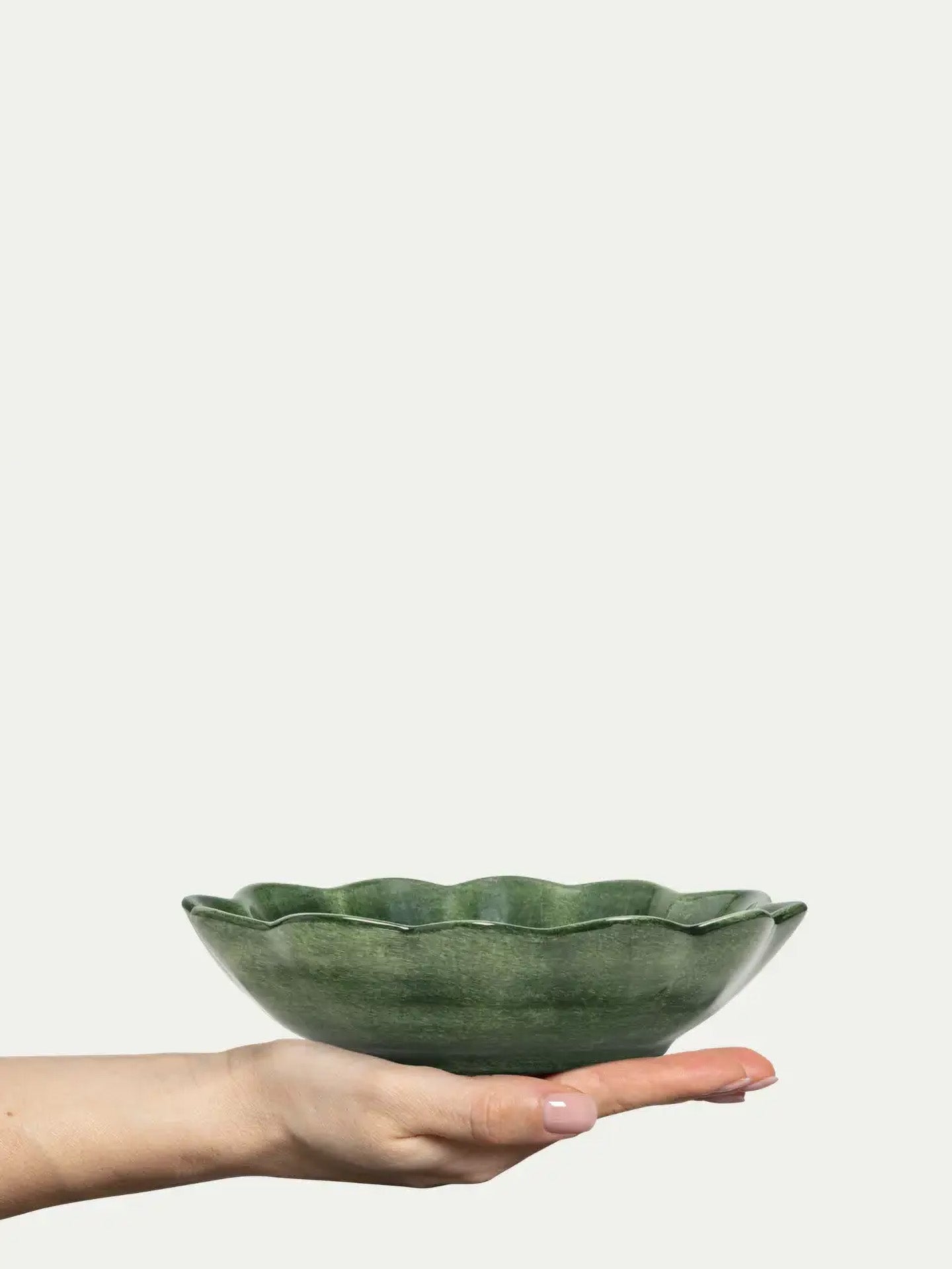 Oyster small oval bowl, dark green
