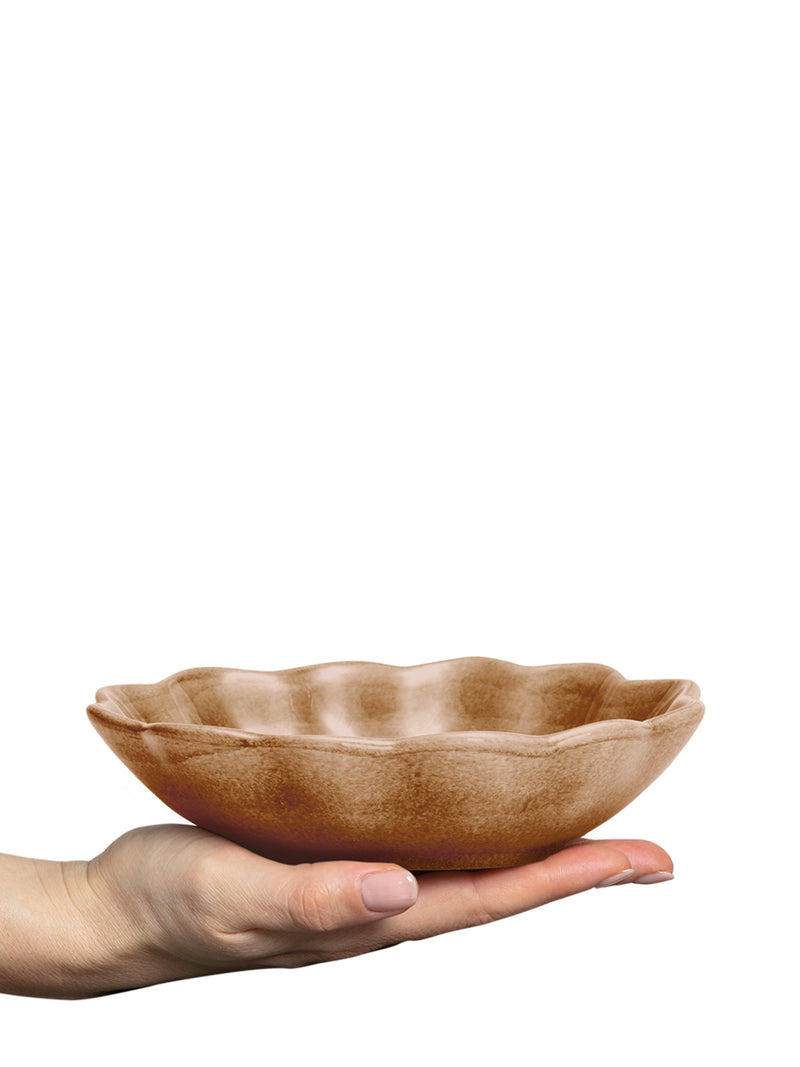 Oyster small oval bowl, cinnamon brown (18cm)