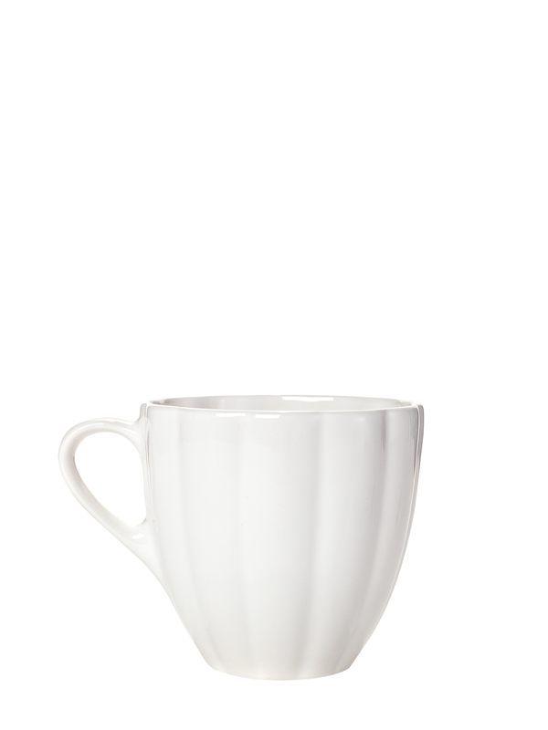 White ceramic mug on a white background