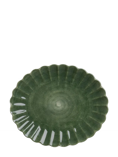 Oyster oval platter, dark green (35 x 30 cm)