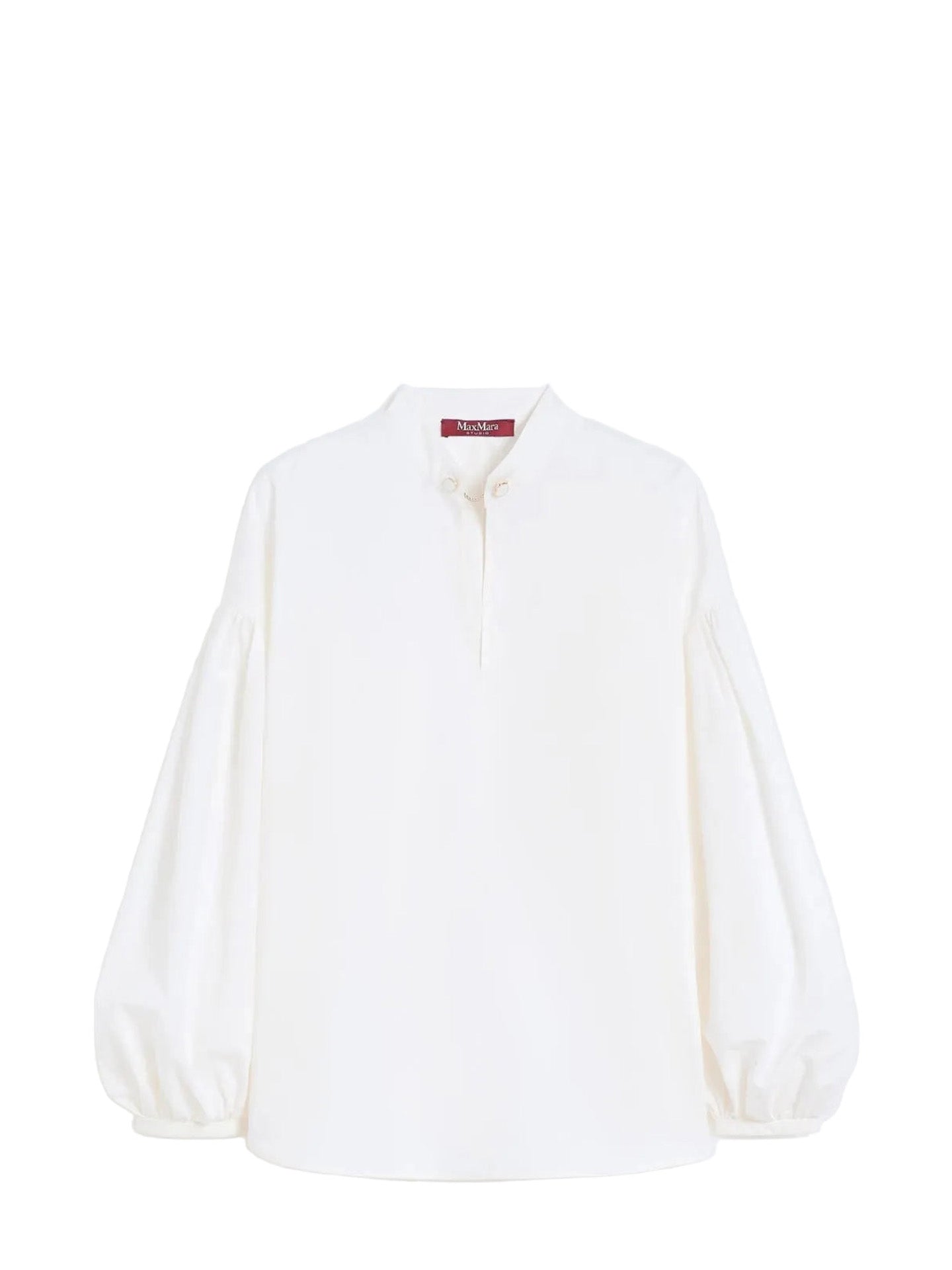 Ginnasta cotton blouse with mandarin collar, ivory