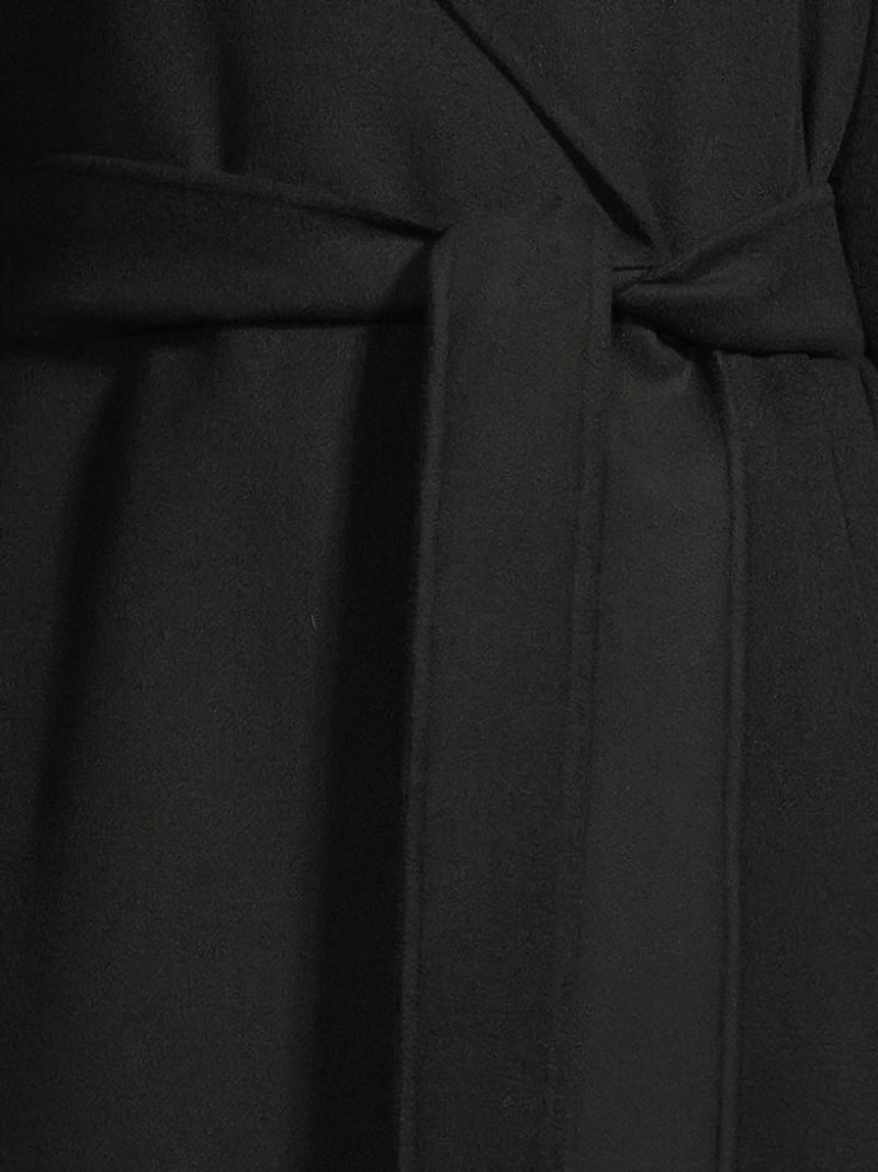 Cles wool-silk wrap coat, black