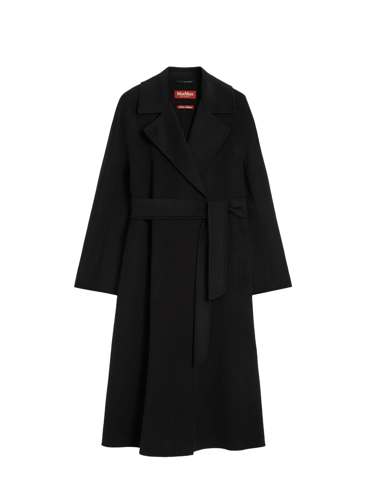 Cles wool-silk wrap coat, black
