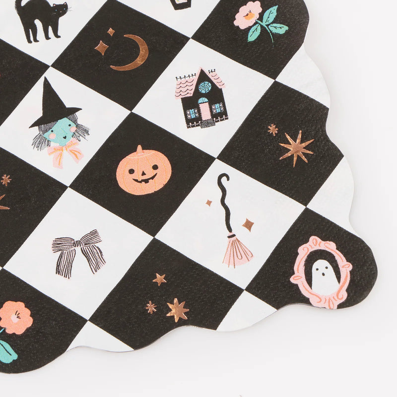 Chess checks Halloween dinner napkins, pack of 16