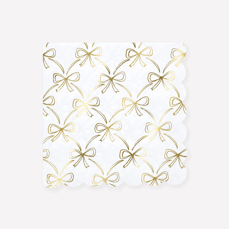 Gold bow dinner napkins
