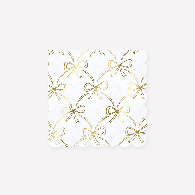 Gold bow cocktail napkins