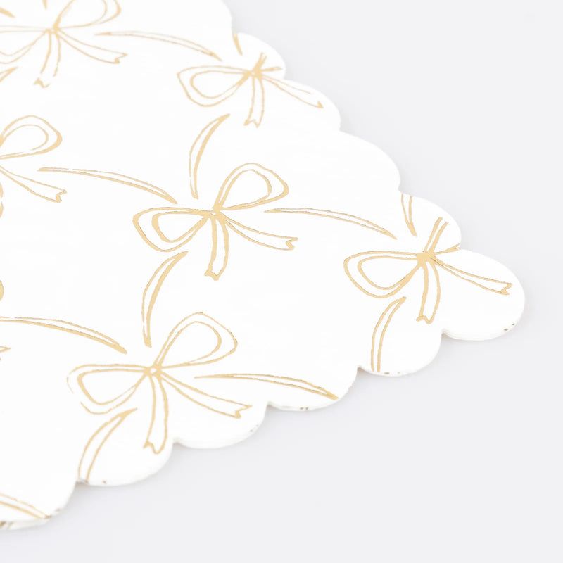 Gold bow dinner napkins