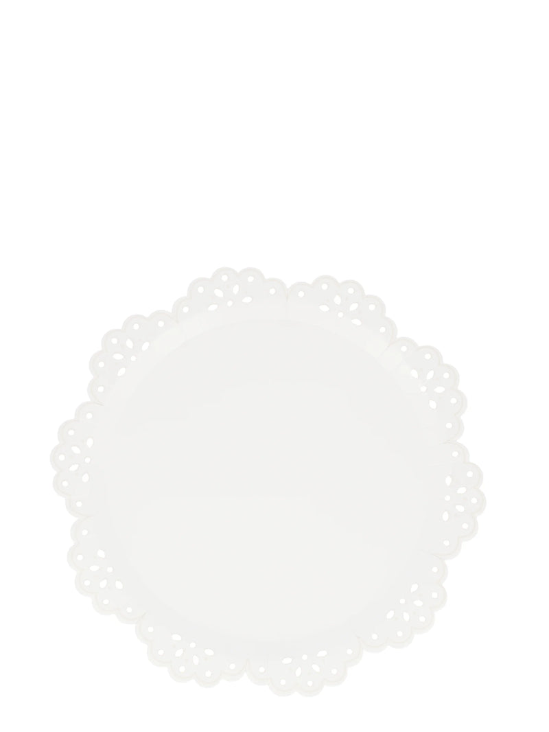 Broderie Anglaise dinner plates, set of 8