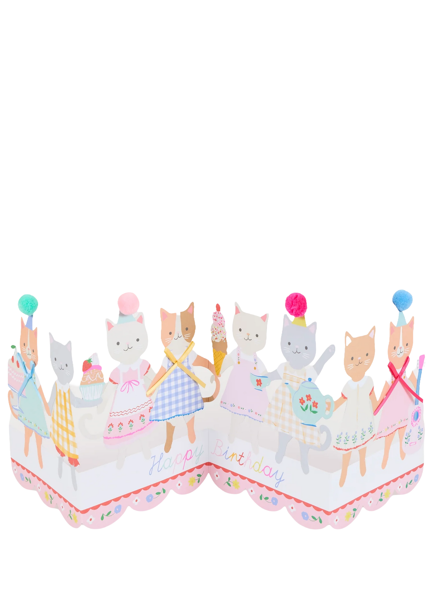 Kitten club concertina birthday card, 3D