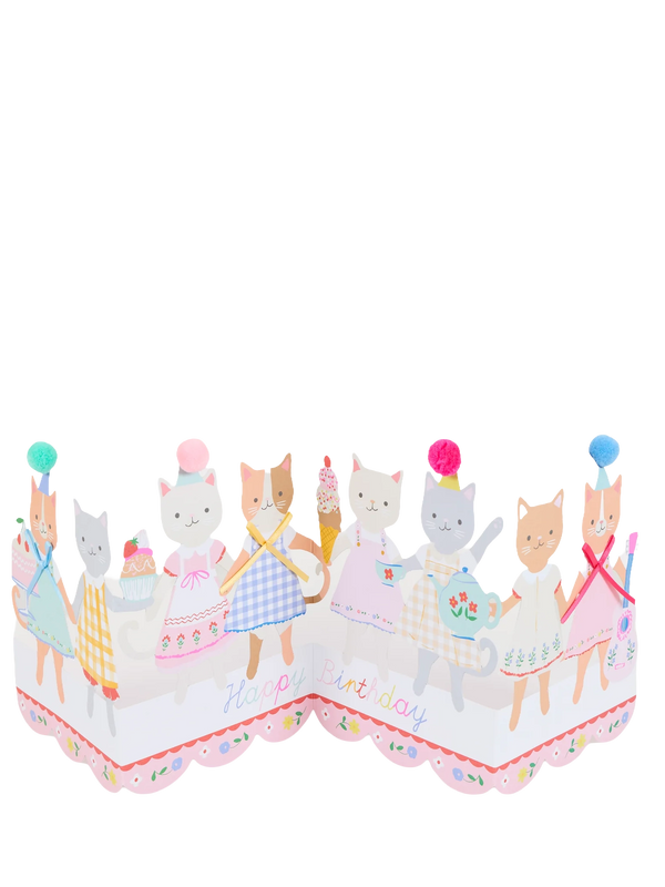 Kitten club concertina birthday card, 3D