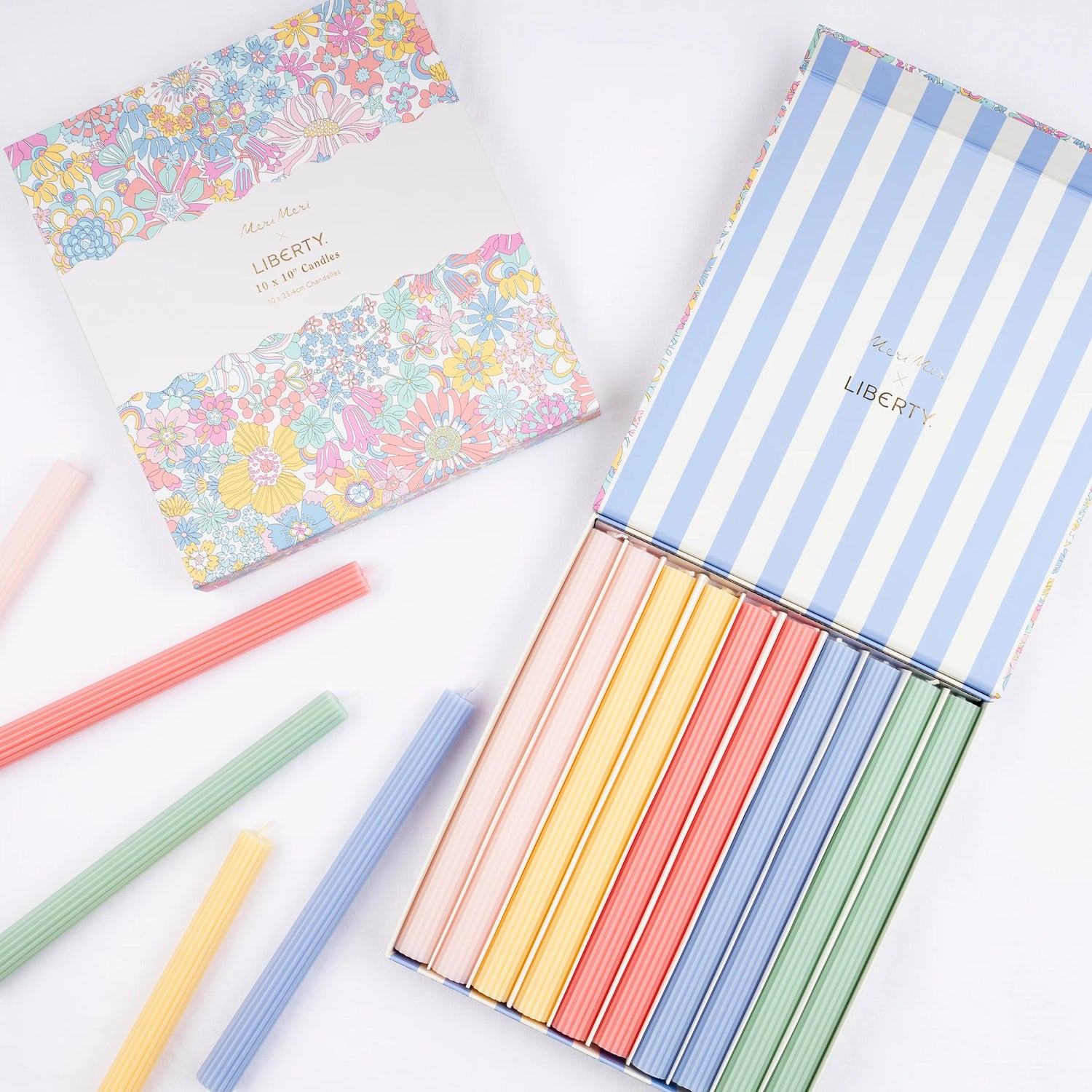 Meri Meri x Liberty rainbowgarden candle gift box