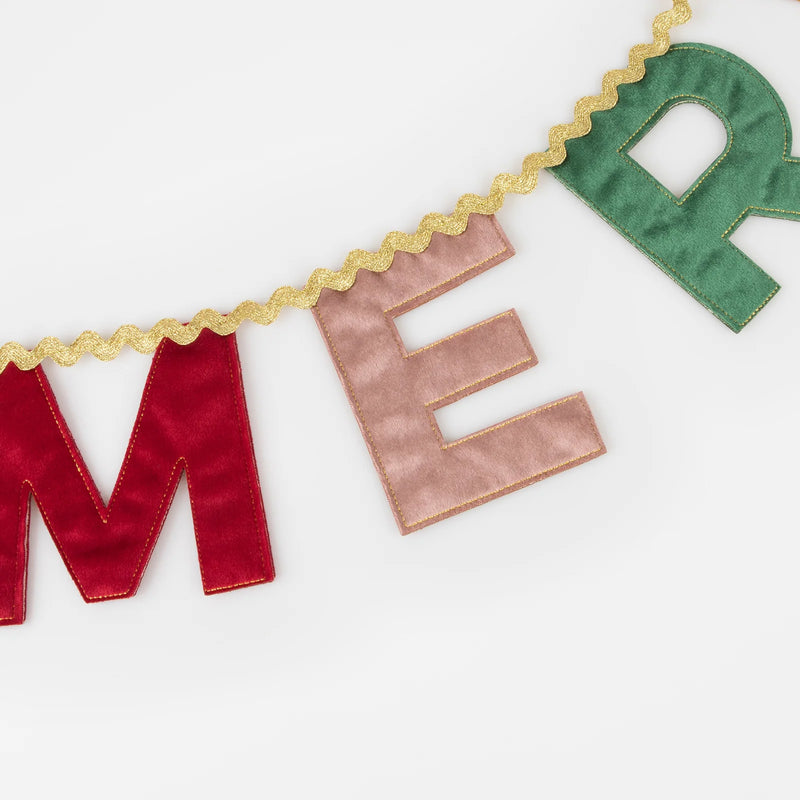 Merry Christmas velvet pennant garland