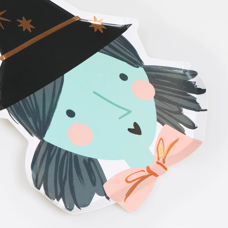 Witch shaped paper plates, pack of 8