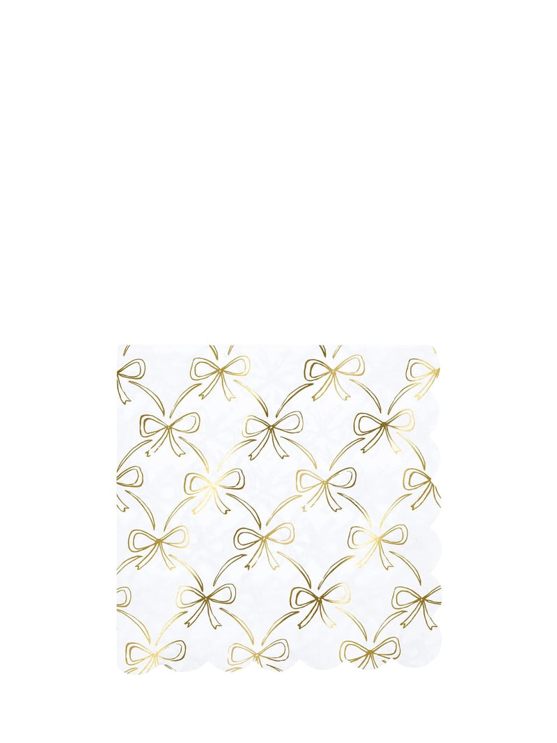 Gold bow dinner napkins