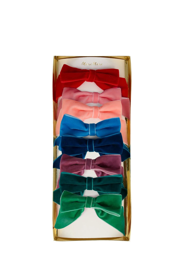 Radiant velvet bow hair clips