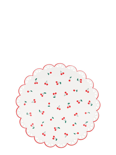 Cherries dinner paper plates, set of 8