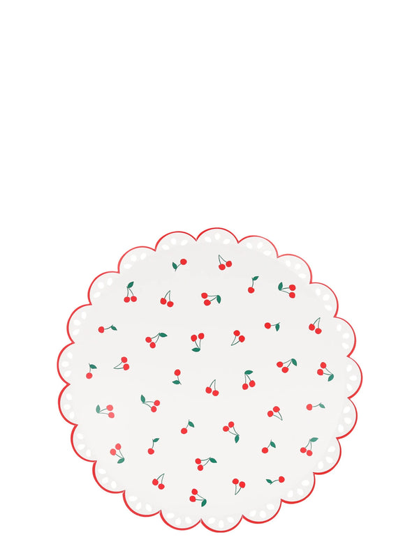 Cherries dinner paper plates, set of 8