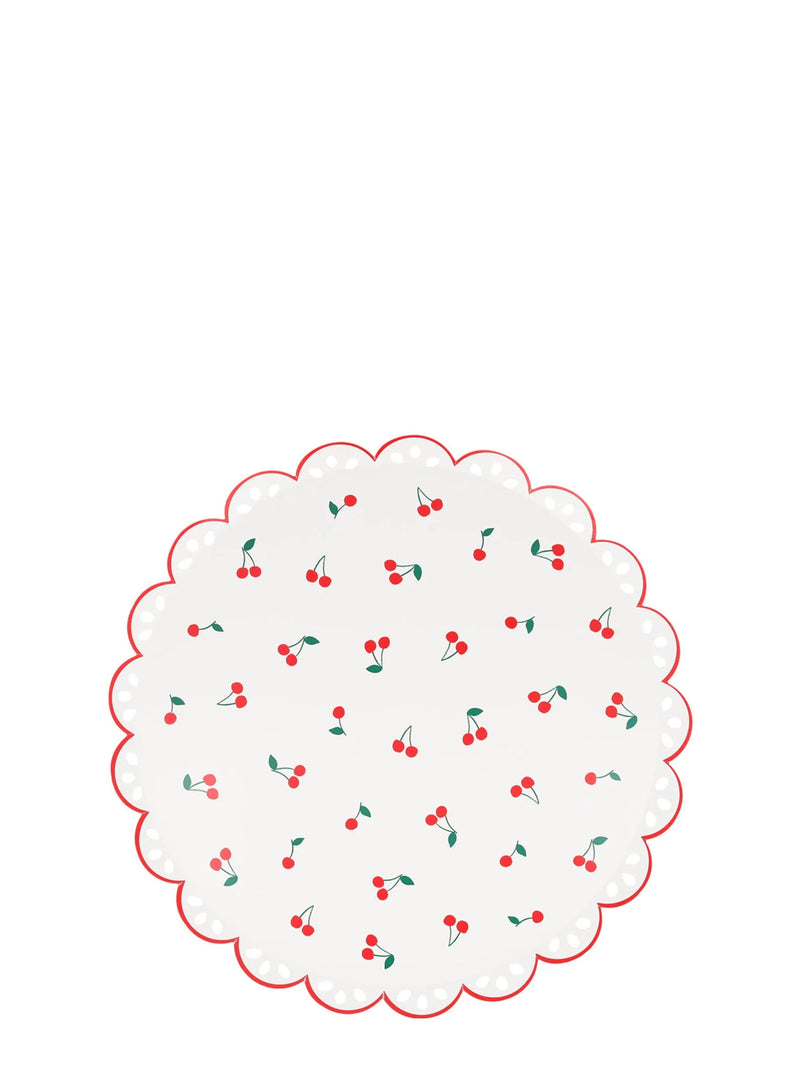 Cherries dinner paper plates, set of 8
