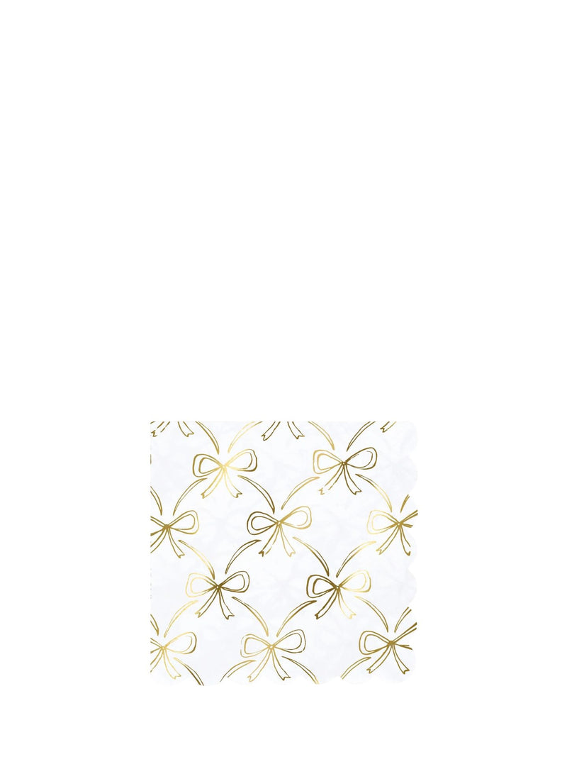 Gold bow cocktail napkins