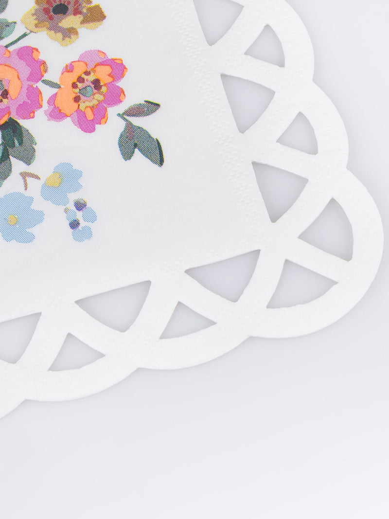 Basketweave floral cocktail napkins