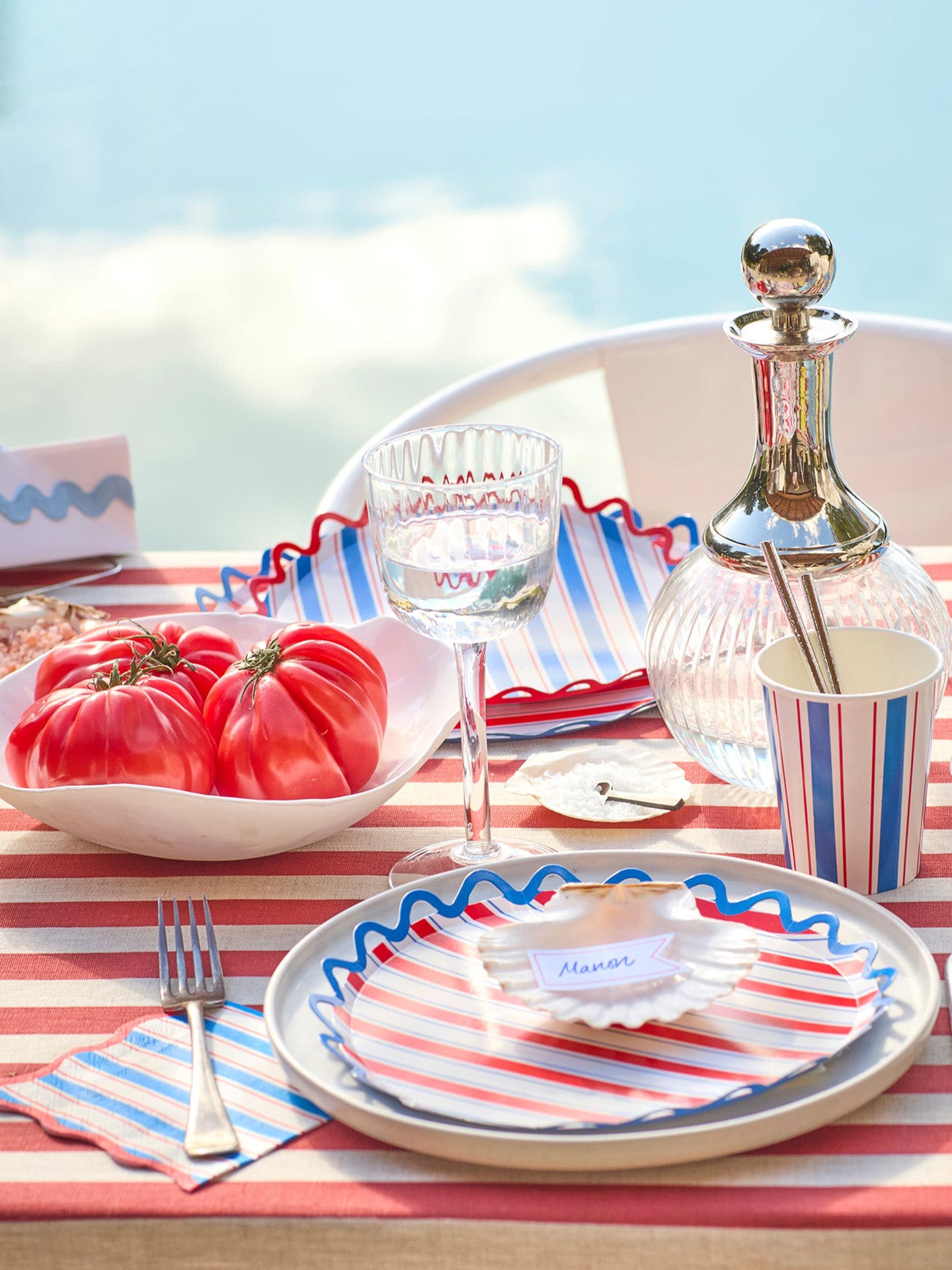 Nautical striped cocktail napkins