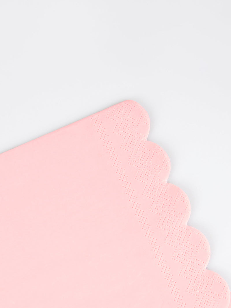 Scalloped cocktail napkins, cotton candy pink