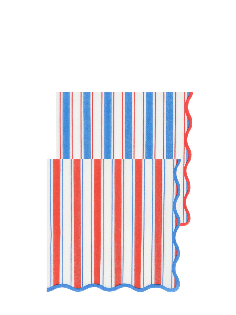 Nautical mix striped dinner napkins, set of 16