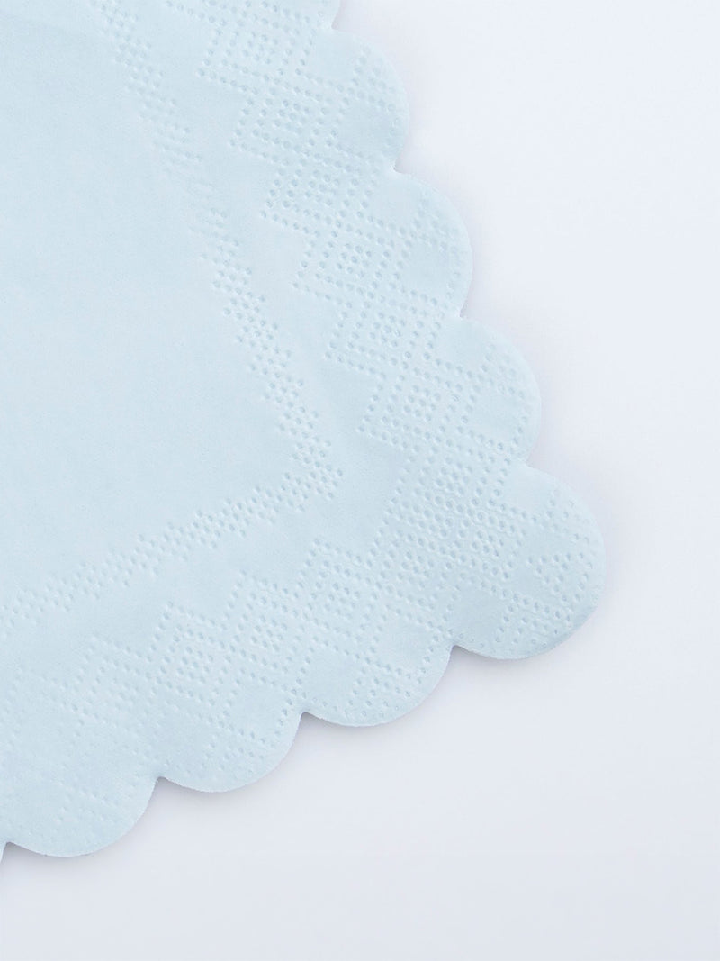 Scalloped dinner napkins, summer sky blue