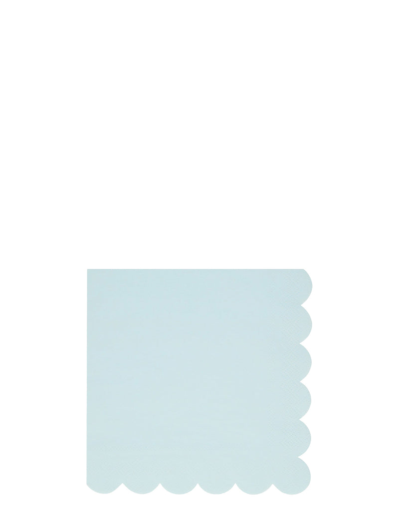 Scalloped dinner napkins, summer sky blue