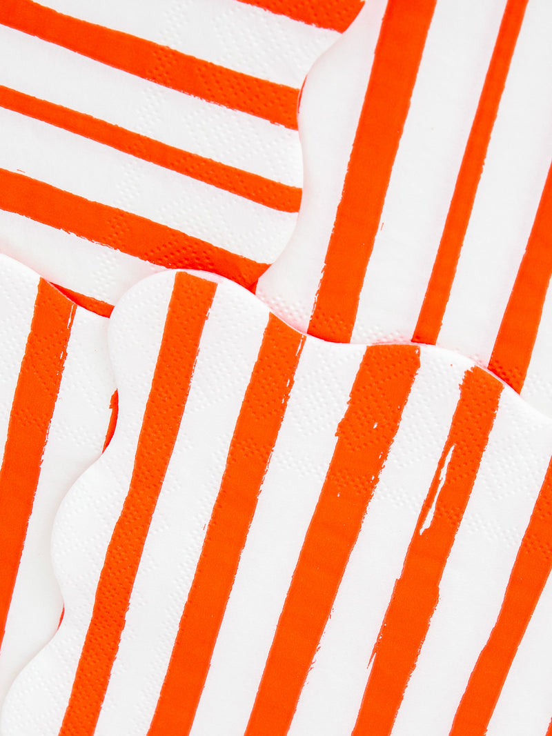Stripe dinner napkins, red