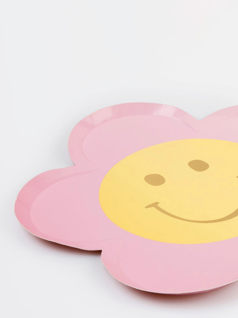 Smiley flower paper plates, set of 8