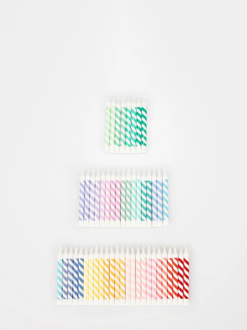 Rainbow striped mini candles