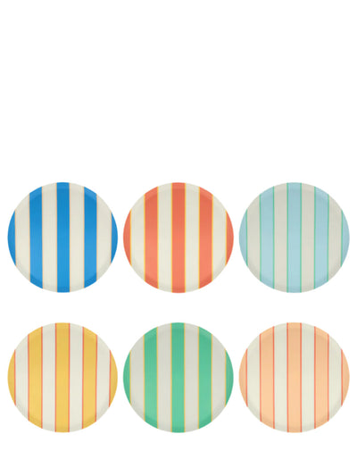Stripe mix reusable dinner plates, set of 6