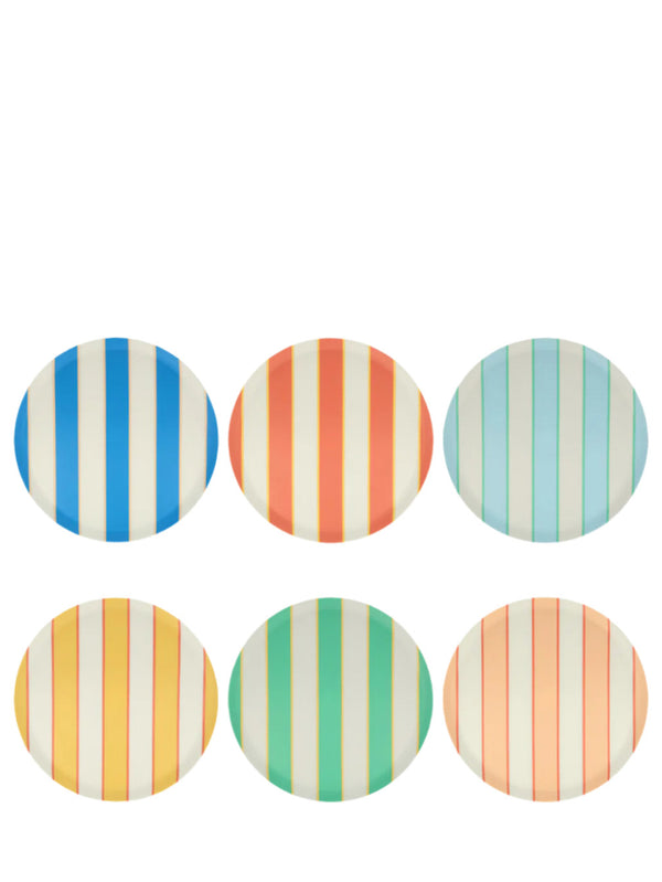 Stripe mix reusable dinner plates, set of 6