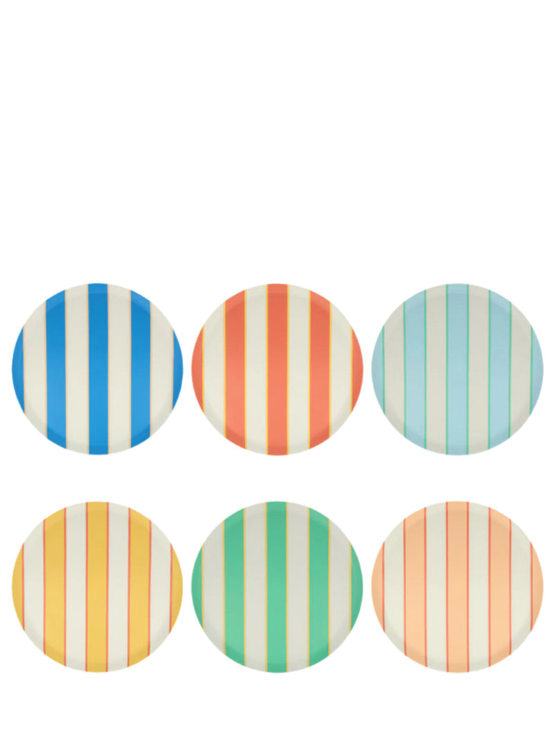 Stripe mix reusable dinner plates, set of 6