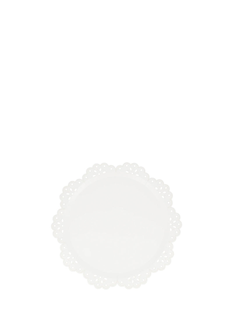 Broderie Anglaise lace white side paper plates