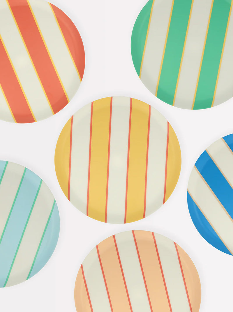 Stripe mix reusable dinner plates, set of 6