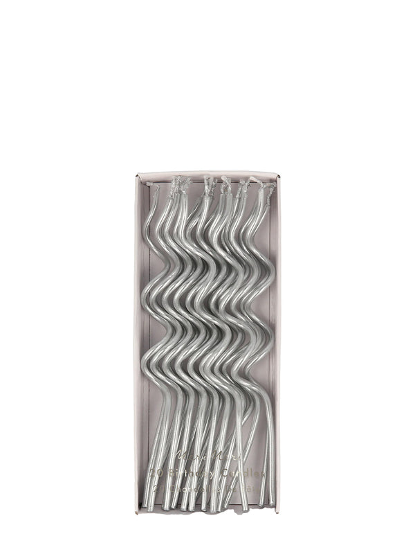Silver swirly candles