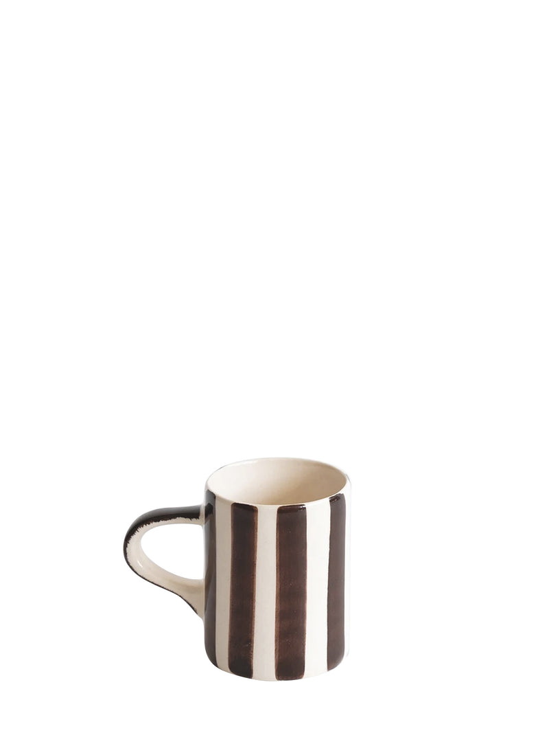 Candry stripe espresso cup, chocolate brown