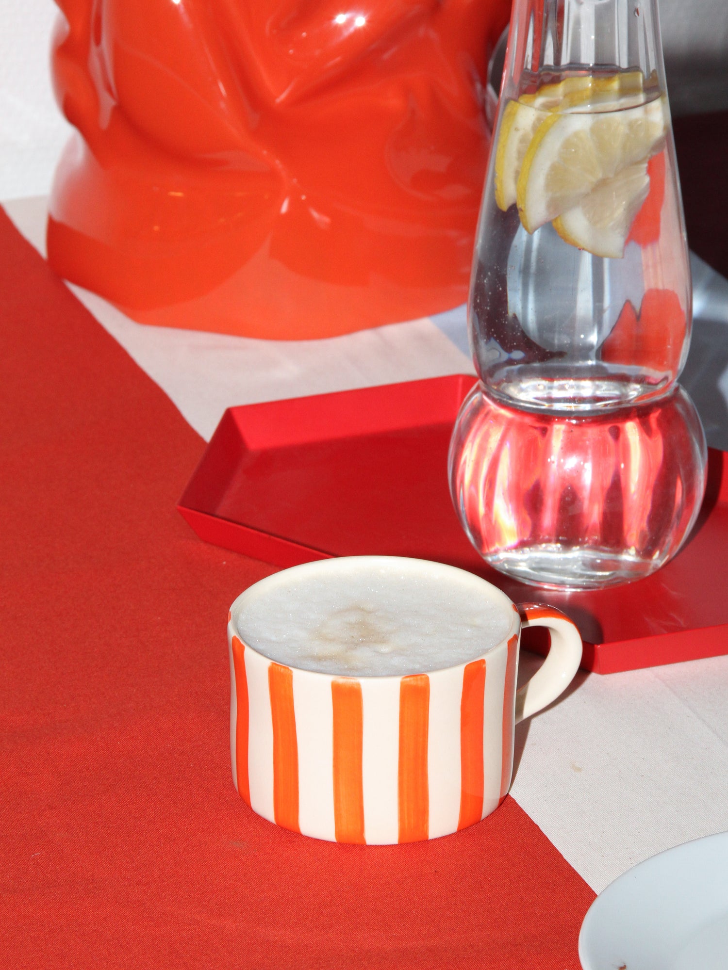 Candy stripe mug, tangerine orange