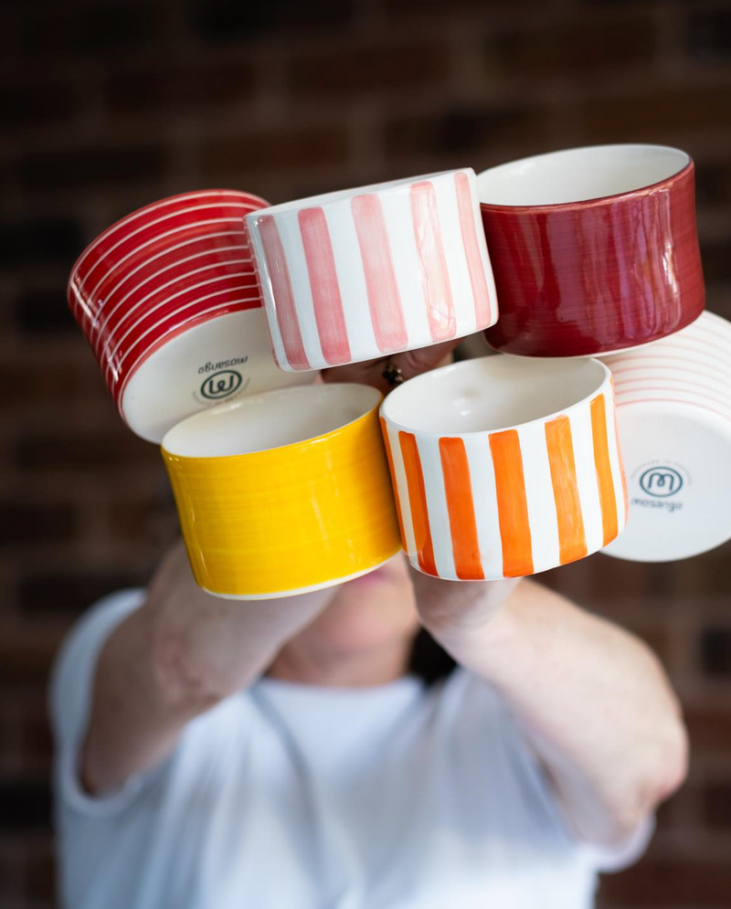 Candy stripe mug, tangerine orange