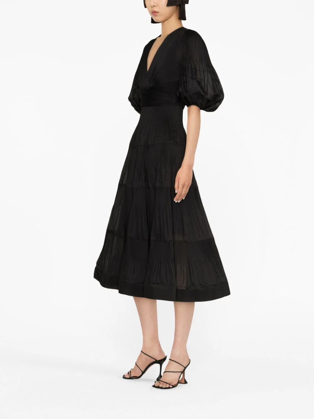 Pleated Midi Dress, black