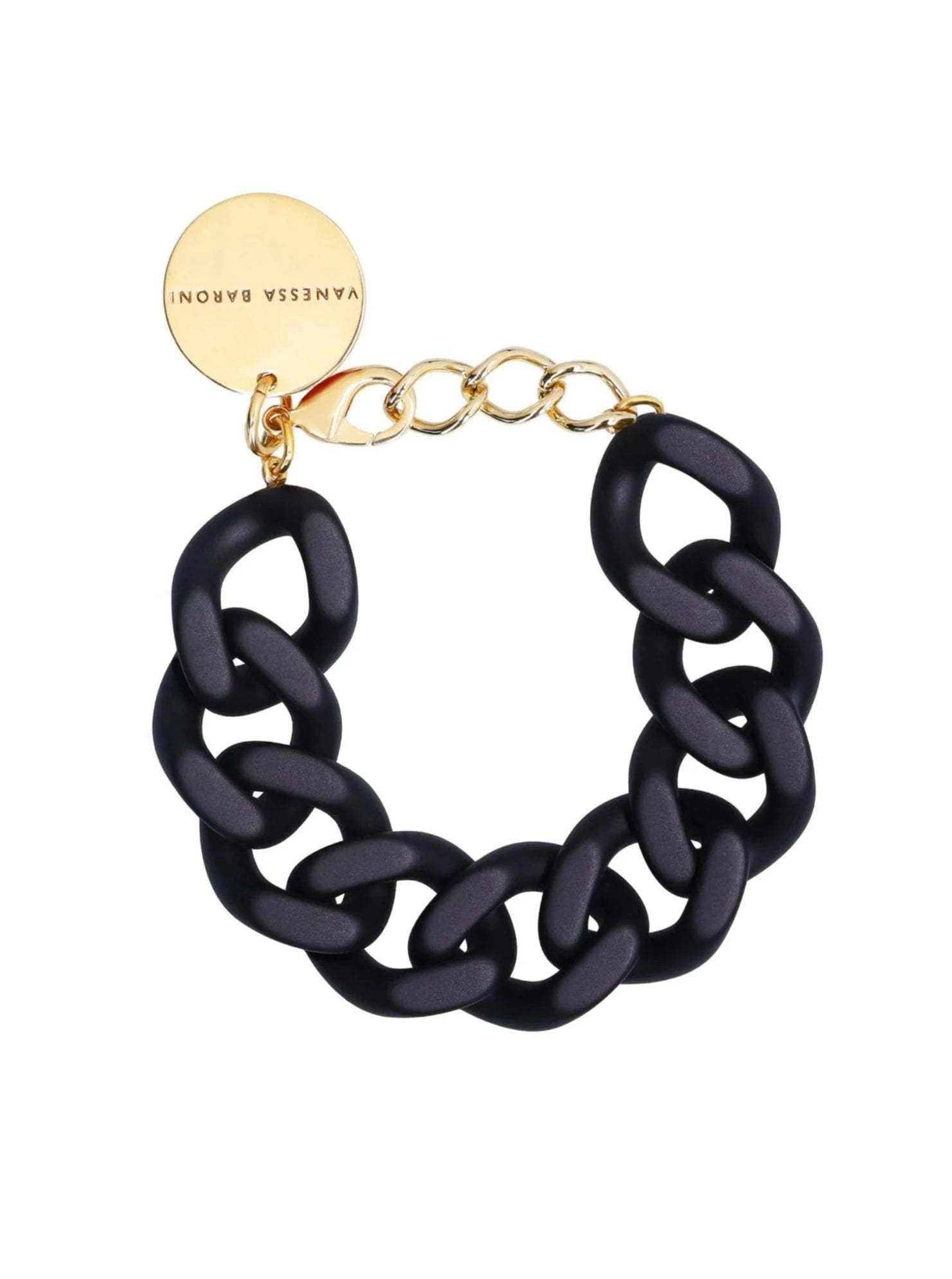 Flat chain bracelet, matt black