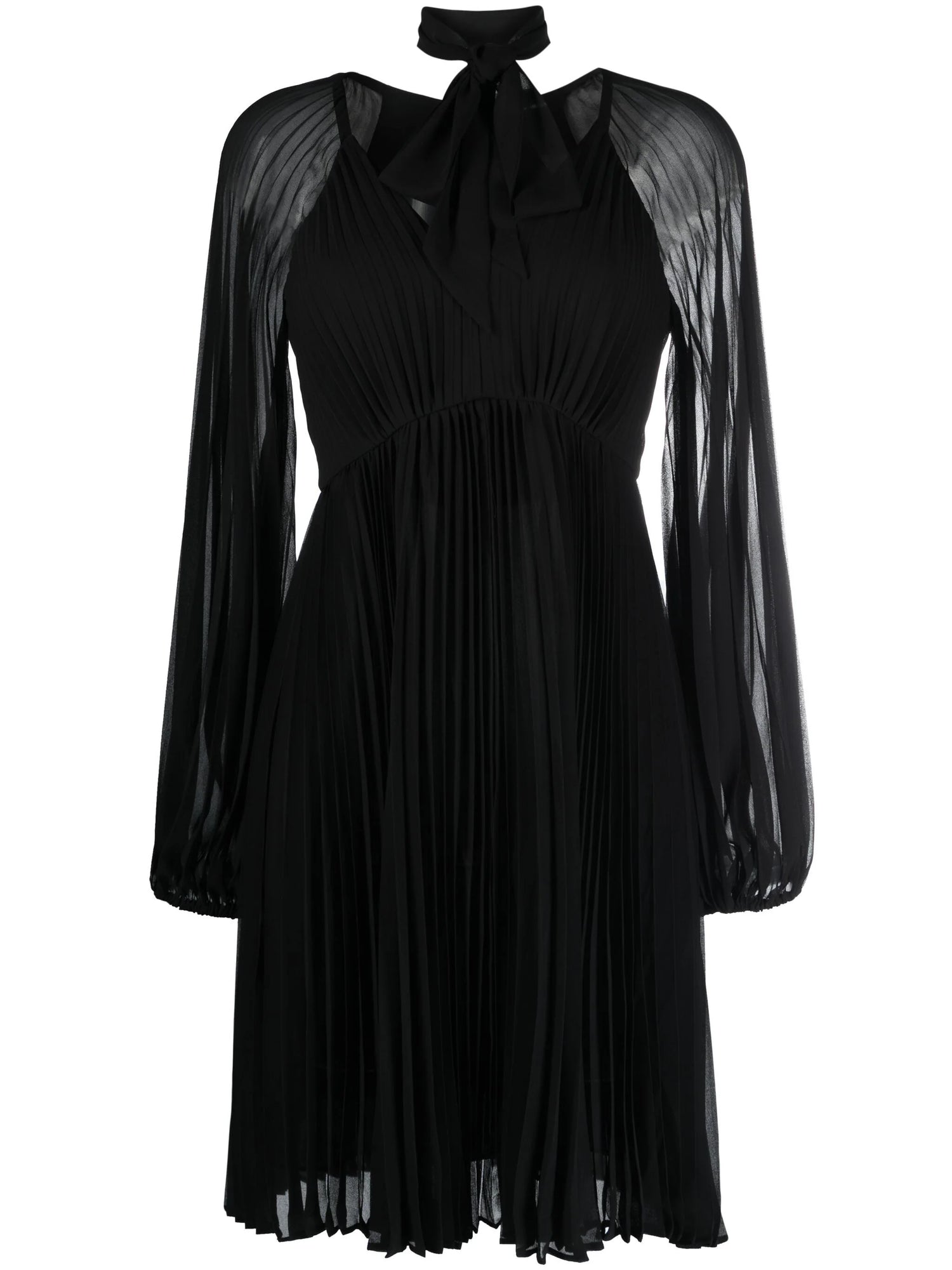 Sunray pleated mini dress, black