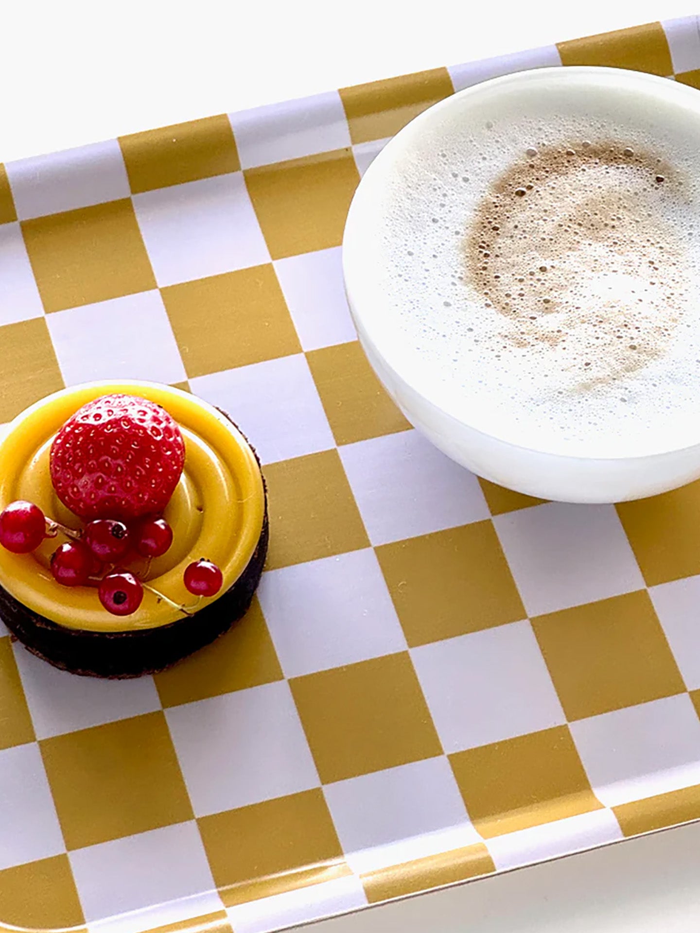 Mustard CHECKER Rectangular Serving Tray - 27x20 cm