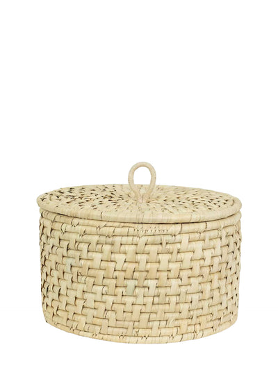 Dhaka basket with loop handle lid, medium