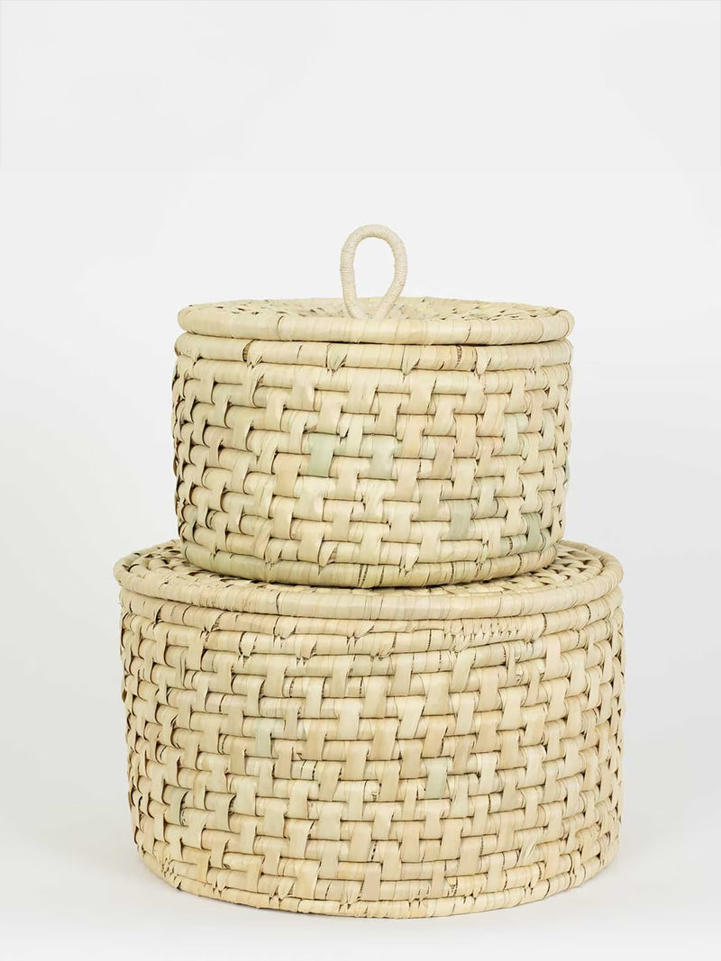 Dhaka basket with loop handle lid, small