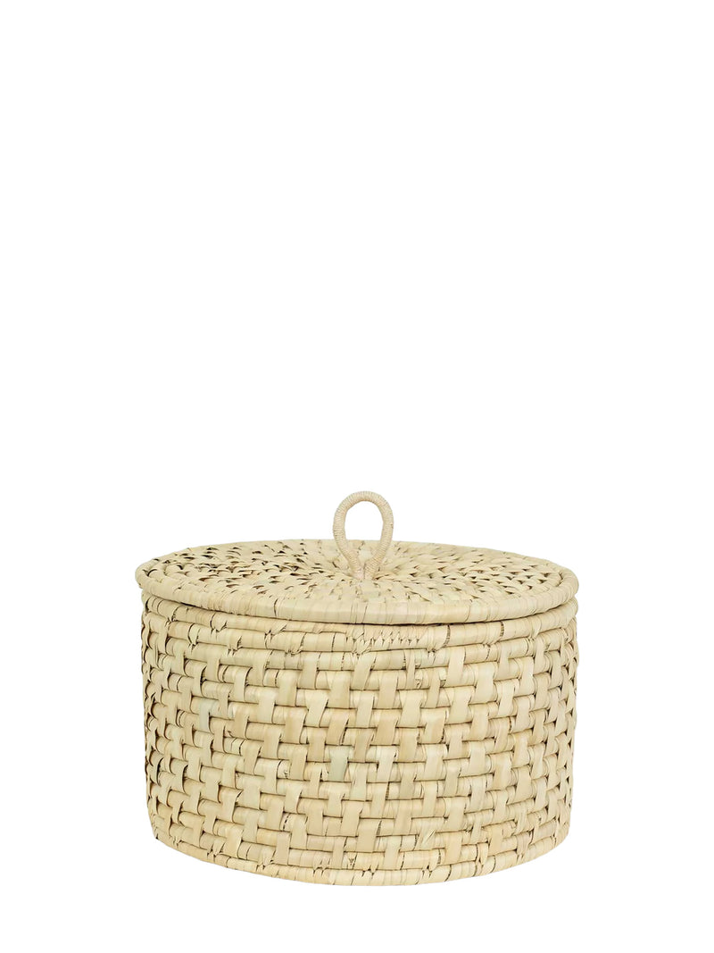 Dhaka basket with loop handle lid, small