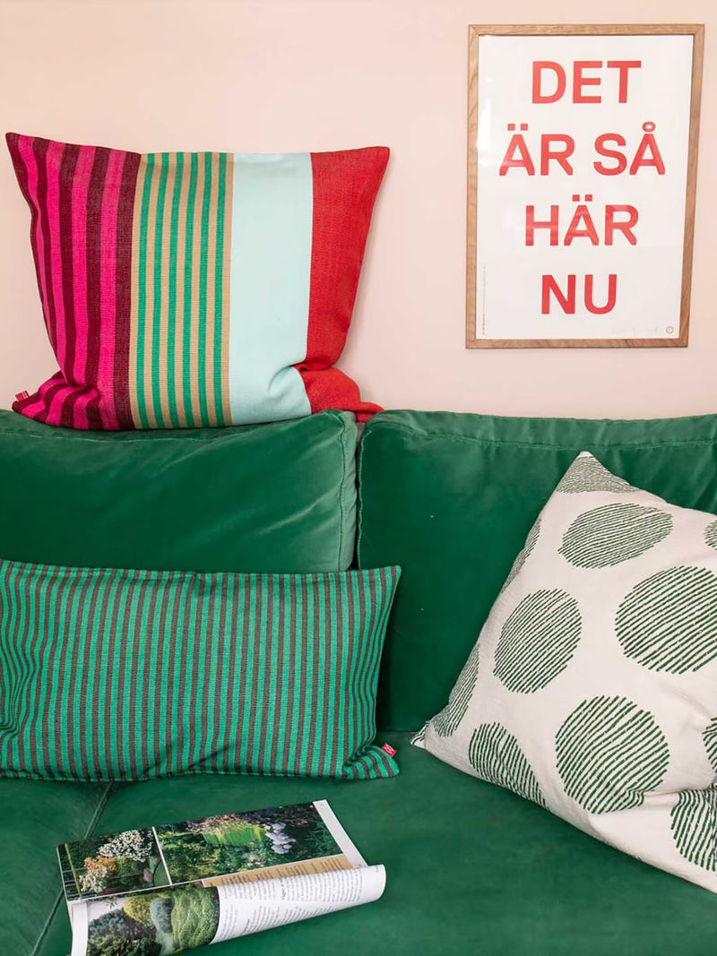 Gloriana square cushion cover, red/green/mint stripes (50×50cm)